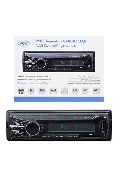 PNI Radio MP3 Player Auto Dab Si Rds Clementine 8480BT 4X45W, 12/24V, Cu SD, ...