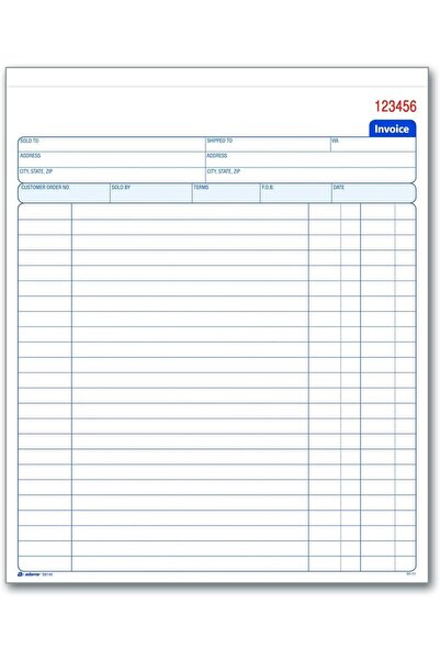 Adams Invoice Book 8-3/8 × 10-11/16 in, Two-Part Carbonless, White/Canary, 50 Sets - D8140