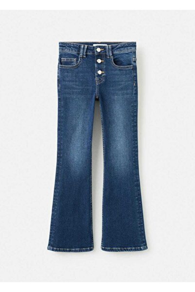 MANGO Kids Düğmeli flared jean pantolon