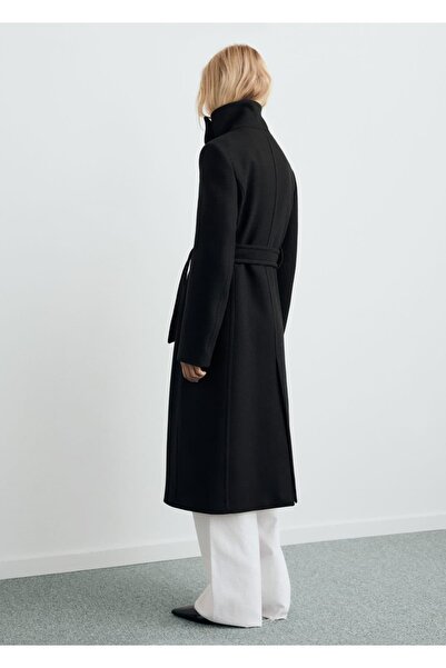 MANGO Woman Kemerli Manteco yünlü palto