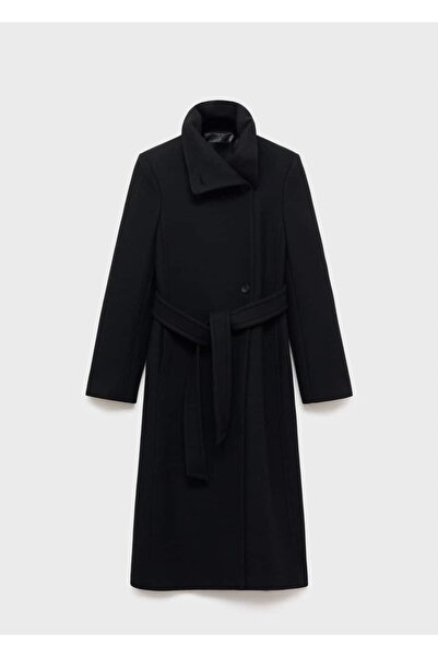 MANGO Woman Kemerli Manteco yünlü palto