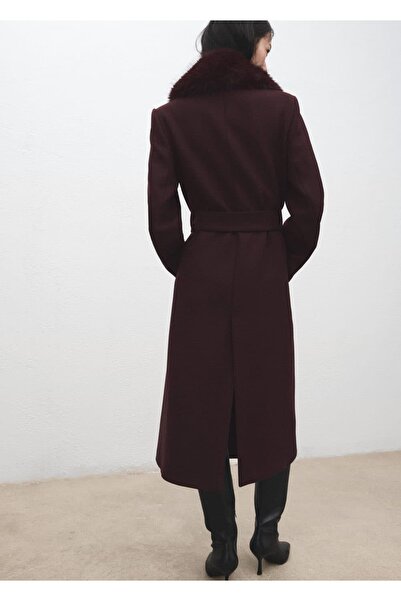 MANGO Woman Manteco yün kürk yakalı palto