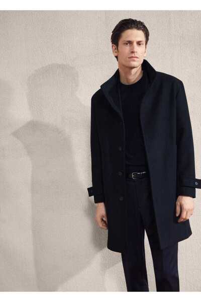 MANGO Man Dik yaka yün palto