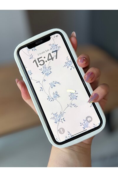 MİRAZ TASARIM Iphone 17 blue flowery ecru case