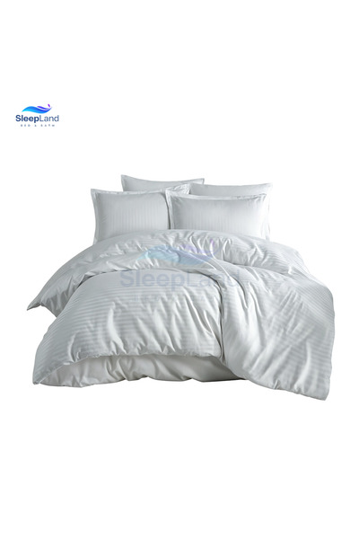 SLEEPLAND Hotel-style duvet cover set, 200 x 200 cm, 14 cm thick, with a pillowcase set and a white hotel-style bedspread, 200 x 200 cm.