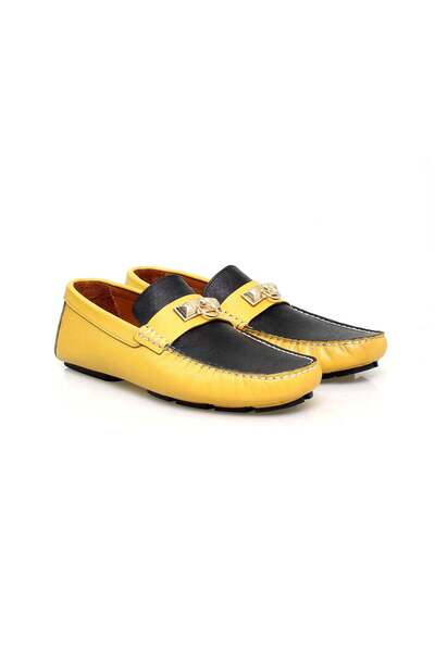 FRANCO CALVANI Yellow Color Laceless Genuine Leather Men's Shoes