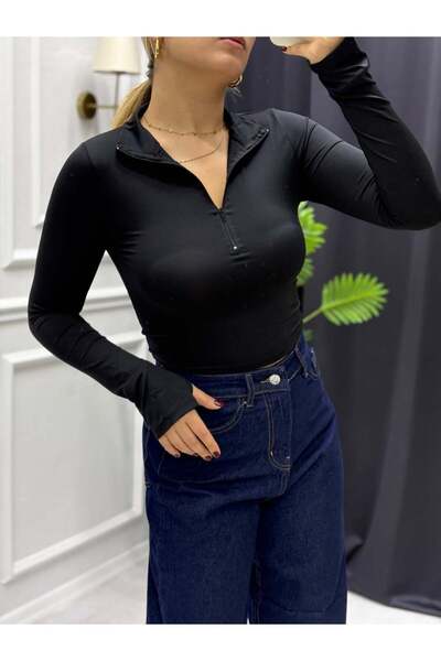 BERİLLİON Parmak Geçmeli Yarım Fermuarlı Bluz