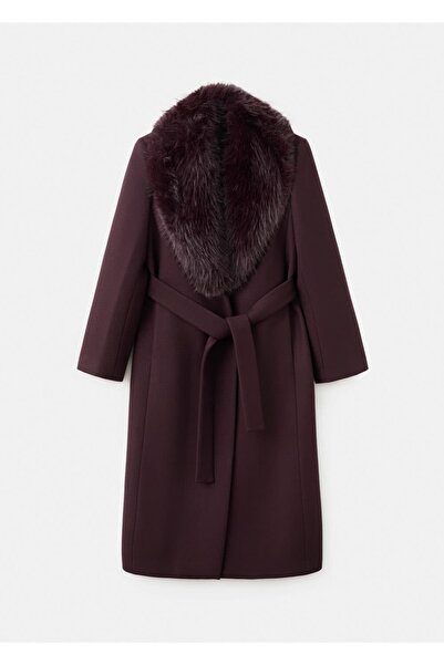 MANGO Woman Manteco yün kürk yakalı palto