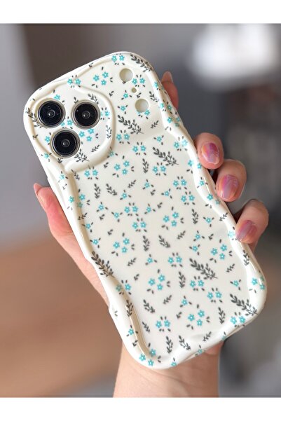 MİRAZ TASARIM iPhone 17 Pro Blue Flower Ecru Case