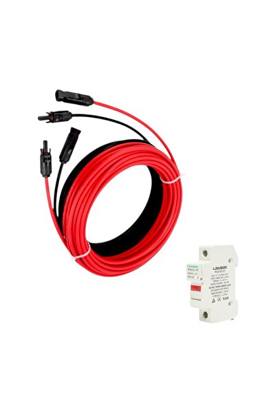 OEM Cablu solar,sectiune 4 mmp,conector MC4,rosu/negru,2x6m,cu soclu 1100V DC, siguranta 10x38 mm, 1-30A