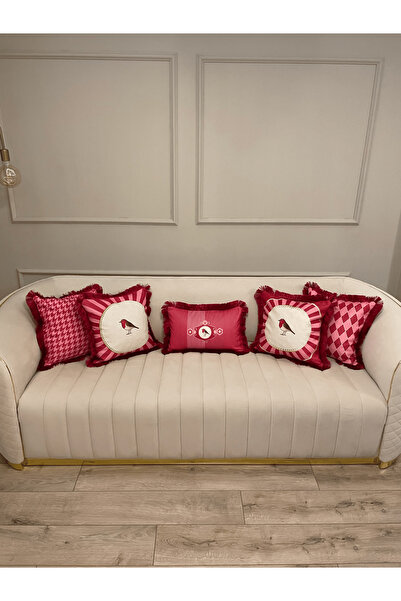 Daniel Home Design Premium |   Love Birds Pink Series Tasseled 5-Piece Throw Pillow Cover Set