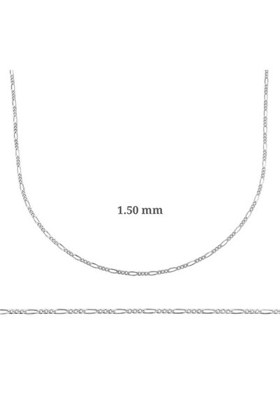Gumush 1.50 mm Gümüş Figaro Zincir - 0.40 mikron