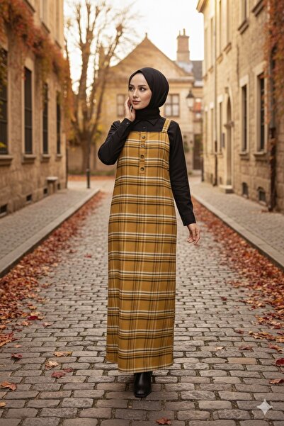 hanımeli Ekose Desen Jile Elbise