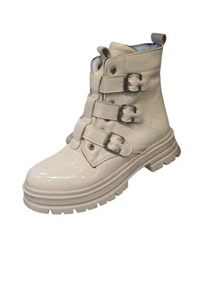 AKSESUARIM Women's Genuine Leather Patent Leather Fur Casual Boots