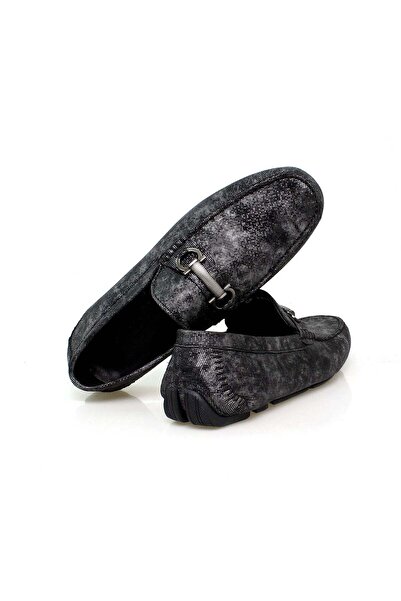 FRANCO CALVANI Anthracite Color Laceless Genuine Leather Men's Shoes