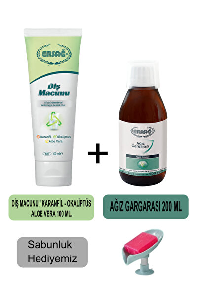 Ersağ Toothpaste (Clove, Eucalyptus, Aloe Vera) 100ml - Mouthwash 200ml + Our...