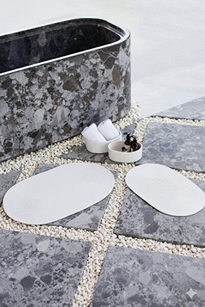 Comfort Craft Set de covorașe de baie din paie albă / iută 4 piese |   Set ov...