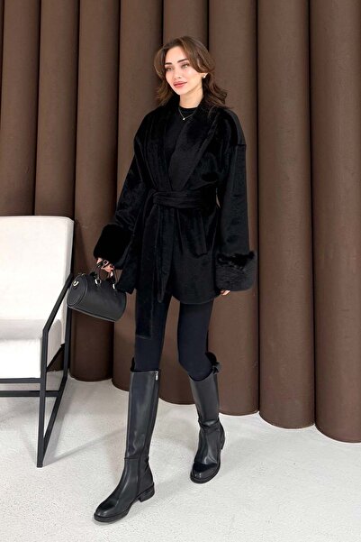 Melike Tatar Fur Coat Black 2505