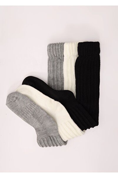 CİHO Чорапи Slouch 3 чифта дамски зимни вълнени дебели меки чорапи до коляното
