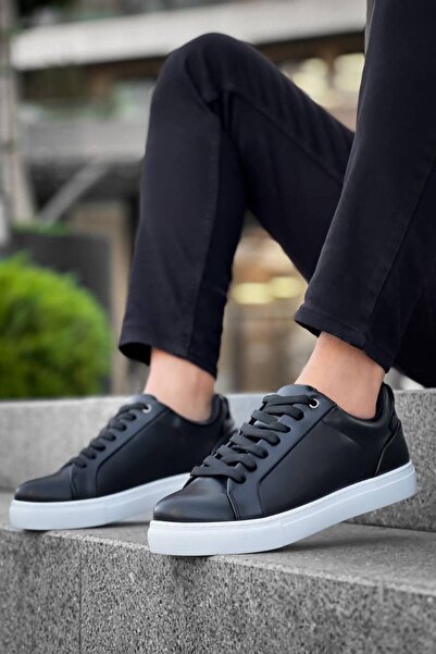 Lucy Shoes Yg-Bx1 Men's Casual Lace-Up Leather Sports Sneaker Shoes Cbt - Black