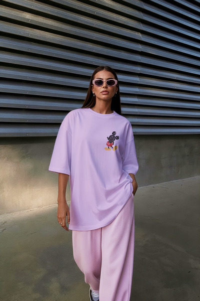 OEM Oversized 100% cotton Mickey Typography T-shirt