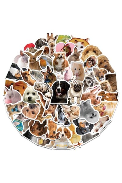 OEM Set of 50 Decorative Stickers — Dog Theme, Waterproof, Multicolor
