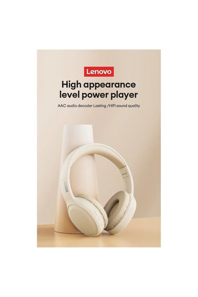 LENOVO ThinkPlus TH30 Bluetooth On-Ear Headphones, beige