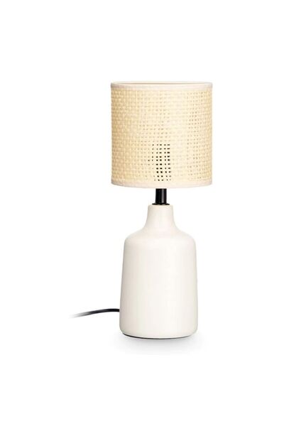 GIFTDECO Lampă de masă rotundă înaltă, albă-gălbuie, GiftDecor, E27, 34 cm