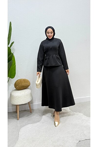 modasusev Puf Scuba Fabric Double Skirt Set