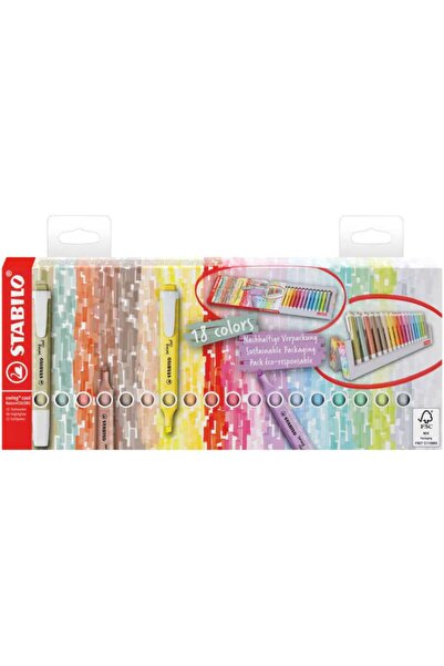 Stabilo swing cool NatureCOLORS highlighters, 18 colors / set, desk stand