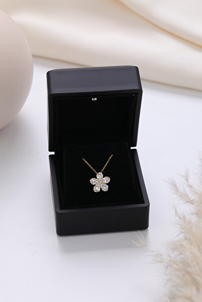 LOTUS JW Işıklı Kolye Kutulu Gümüş Plumeria Çiçeği Kolye | 925 Ayar Gümüş Kolye