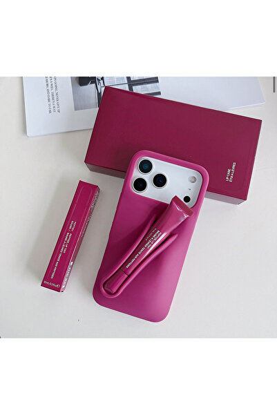 FİŞNEİLETİŞİM حافظة متوافقة مع آيفون 17 برو مع أحمر شفاه (لون خمري)