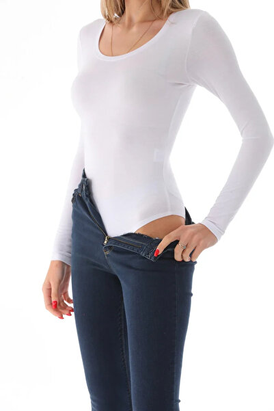 infernum Viscose Low-Cut Neckline Snap Fastener Bodysuit