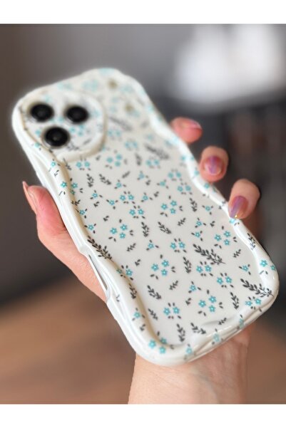 MİRAZ TASARIM iPhone 17 Pro Max Blue Flower Ecru Case