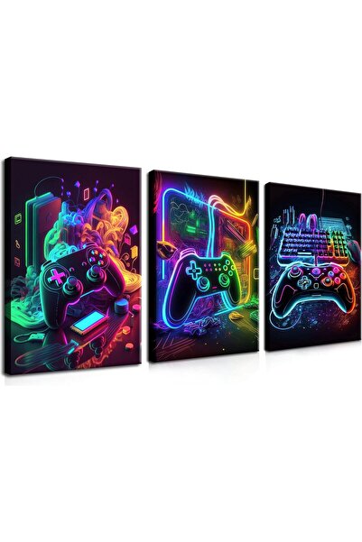 ALAYRA International Gaming Wall Art Set of 3 – Video Game Controller Canvas ...