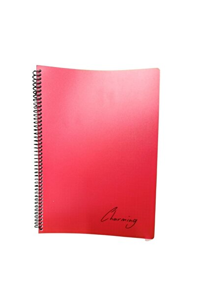 Tokaç دفتر ملاحظات بغلاف بلاستيكي A4 حلزوني 120 ورقة مربعات طراز Tok-220-أحمر