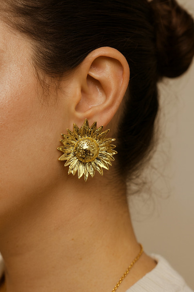 MRK Women's Daisy Flower Big Flower Earrings