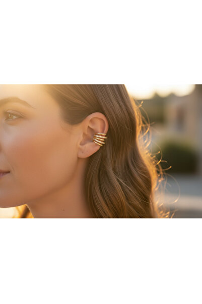 Mevi Atelier Taşlı 5 Sıra Kıkırdak Küpe Earcuff