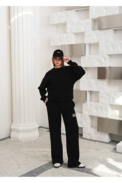 SOLİS MODA Women's 3 Thread Cotton Sh Fleece-Lined Tracksuit Set