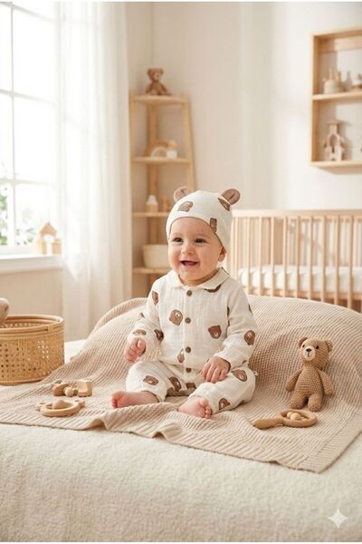 yukobaby bebeğiniz için en doğalı BEBEK BEAR MÜSLİN %100 PAMUK TULUM YENİDOĞA...