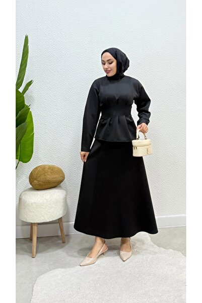 modasusev Puf Scuba Fabric Double Skirt Set