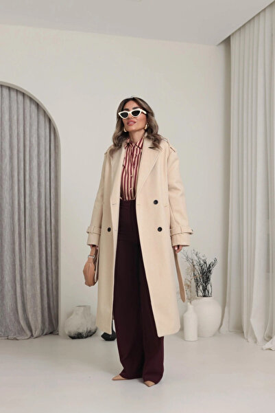 manana fashion Palton cu design special cu centură și epoleți