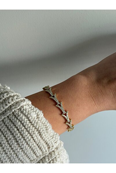 Özce سوار أوفييدو مصنوع من الفولاذ الذهبي بتصميم عظم السمكة مرصع بالكامل بالأ...