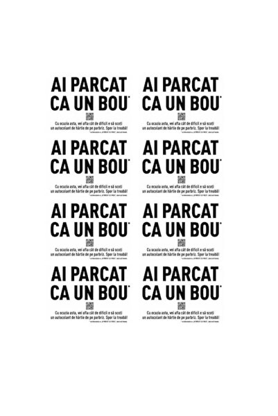 OEM Set of 8 stickers 'You parked like an ox/cow' - hard to peel off