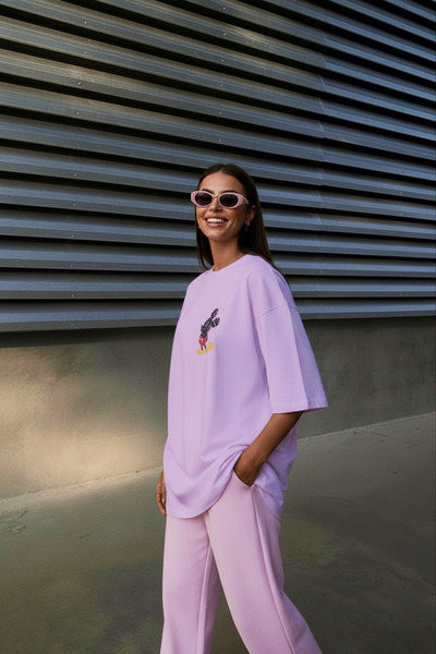 OEM Oversized 100% cotton Mickey Typography T-shirt