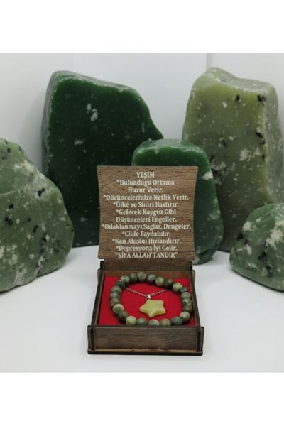 SultanofAura Doğal Yeşim Taşı Bileklik & Kolye Seti – Huzur ve Duygusal Denge...