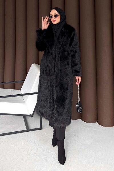 Melike Tatar Long Faux Fur Black 3704