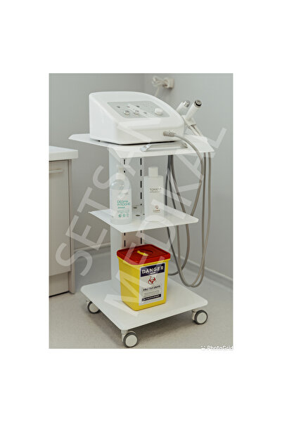 FCR MEDİKAL LÜKS ETEJER SEHPA 3 RAFLI TEKERLİ PRİZLİ MODERN TASARIM