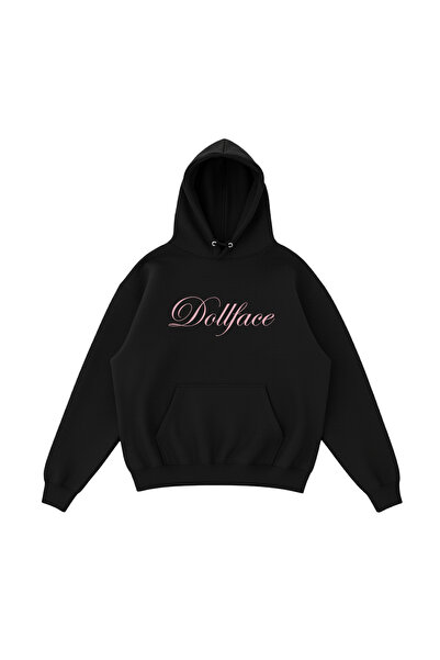 WHITE OF CREATIVE Dollface Oversize Hoodie Yazı Baskılı 3 İplik Kapüşonlu Swe...