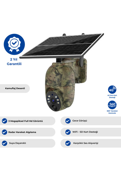 inoxdigital Sim Kartlı Dönebilen Solar Panelli 4g Fotokapan Kamera + Sim Kart